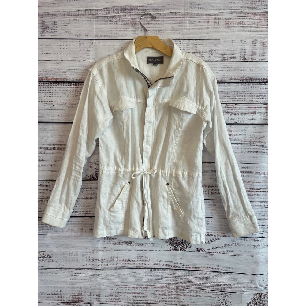 Michael Stars Women’s Linen Anorak Jacket 100% woven linen White Size Small